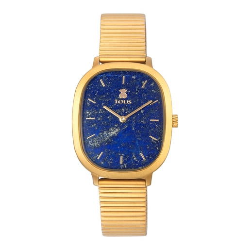 Heritage Gems watch in gold-colored IP steel with a Lapis lazuli sphere |  TOUS