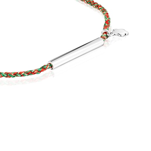 Bracelet TOUS Good Vibes fleur en Argent et Cordon rouge