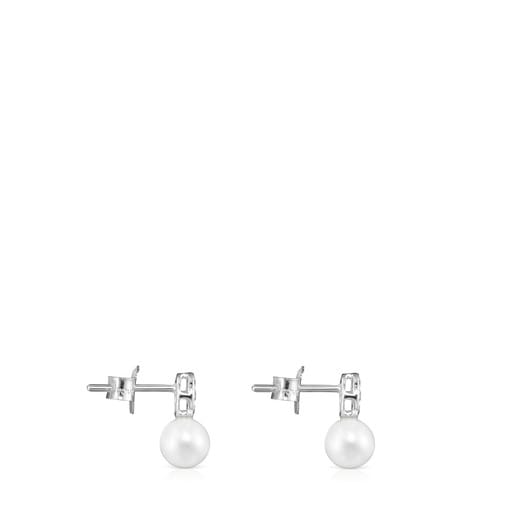 White Gold with Diamonds and Pearl Alecia Earrings