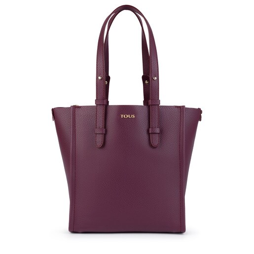 Burgundy-pink Leather Floriana Shopping bag