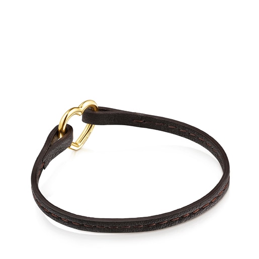 Hold Gold and brown Leather Bracelet