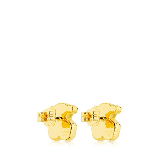 Gold Sweet Dolls Earrings. Medium Bear motif. Push back.