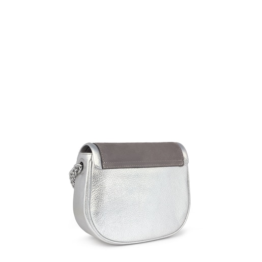 T Hold Chain silver-colored leather crossbody bag