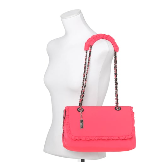 Fluorescenčná ružová taška cez telo T Lux s klapkou