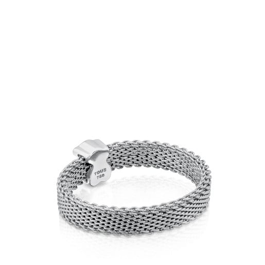 Steel and White gold TOUS Icon Mesh Ring with Diamonds 0,04ct