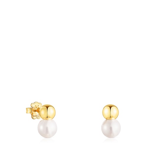 Silver Vermeil Gloss Earrings with large Pearl