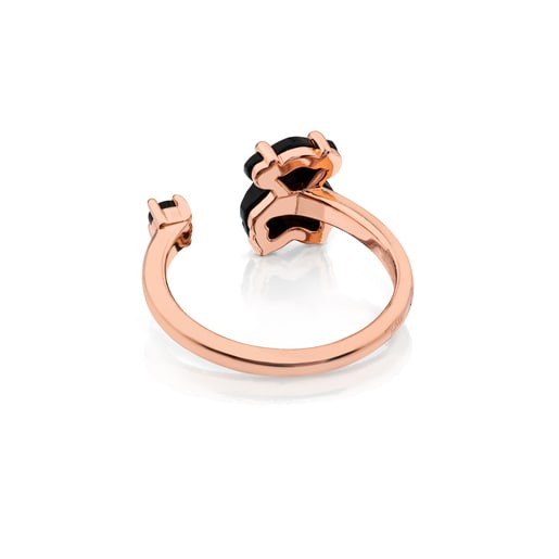 Pink Vermeil Silver Erma Ring with Onyx
