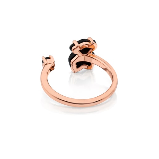 Anillo Erma con baño de oro rosa de 18 kt sobre plata con Ónix