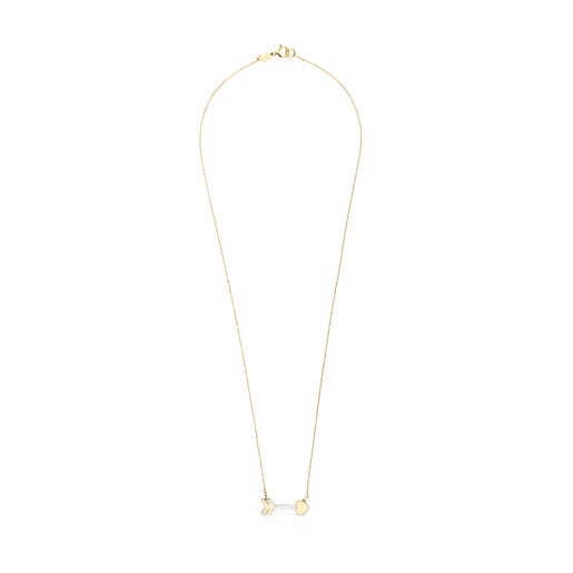 Gold San Valentín arrow Necklace with Mother-of-pearl