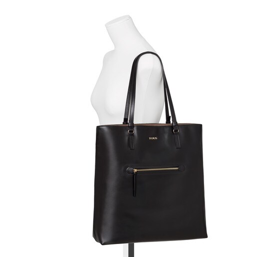 Large black Leather Tulia Shopping bag