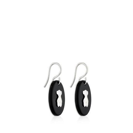 Silver Confeti Earrings with Onyx