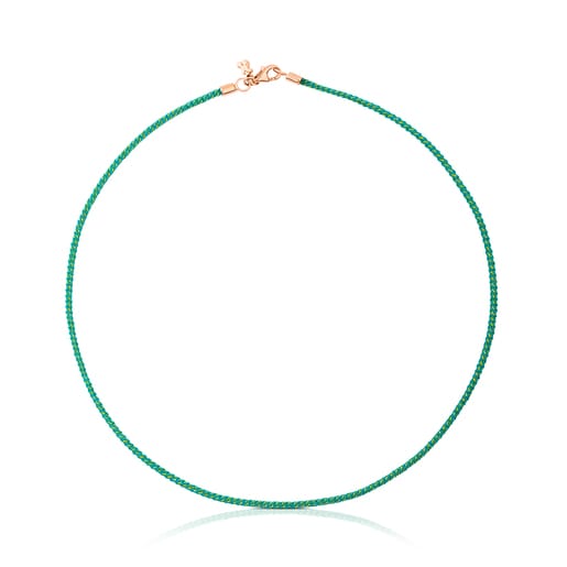 Collier ras du cou TOUS Chokers en Cordon turquoise et Argent vermeil rosé