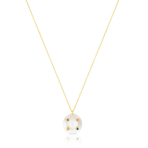 Ciel Necklace in Gold with Gems and Mother-of-Pearl