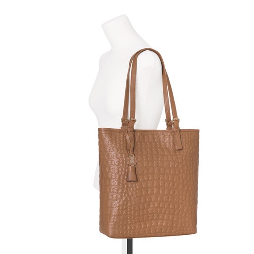 Τσάντα για Ψώνια Sherton από Δέρμα σε καφέ χρώμα