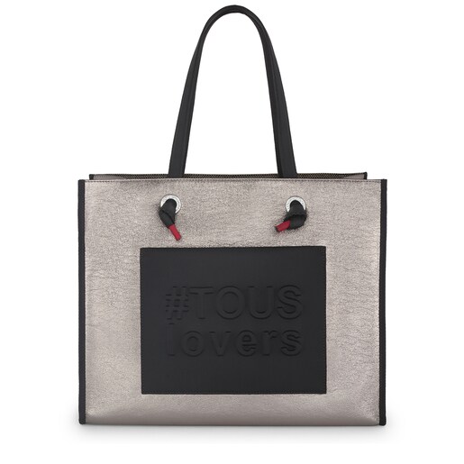 Large Metallic Grey Amaya Shopping Bag