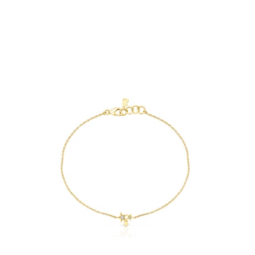 Gold Teddy Bear Stars Bracelet with Diamonds | TOUS