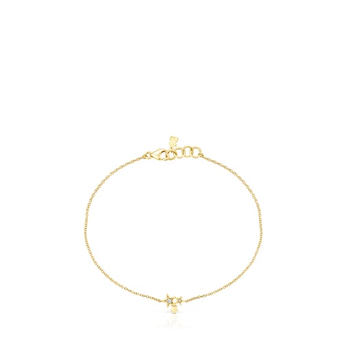 Gold Teddy Bear Stars Bracelet with Diamonds