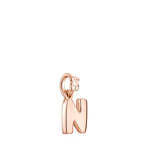 Penjoll lletra N amb bany d'or rosa 18 kt sobre plata Alphabet