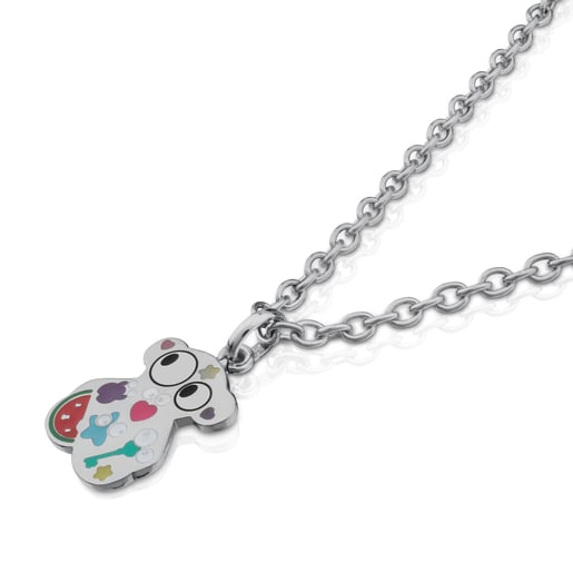 Steel Face Necklace with Enamel