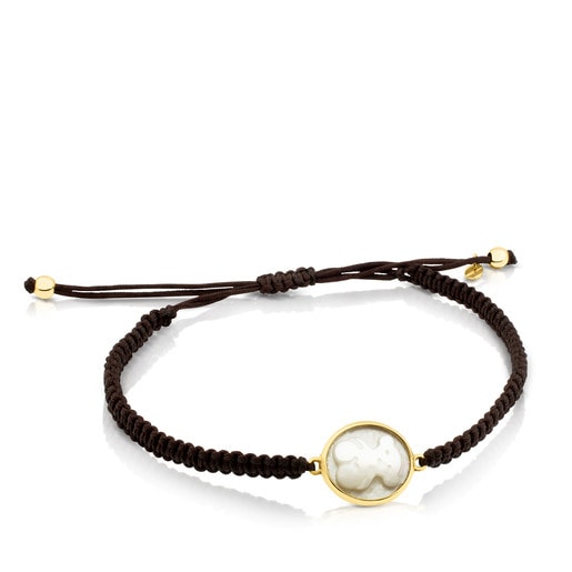 Gold and Cord with Mother-of-Pearl Camee Bracelet