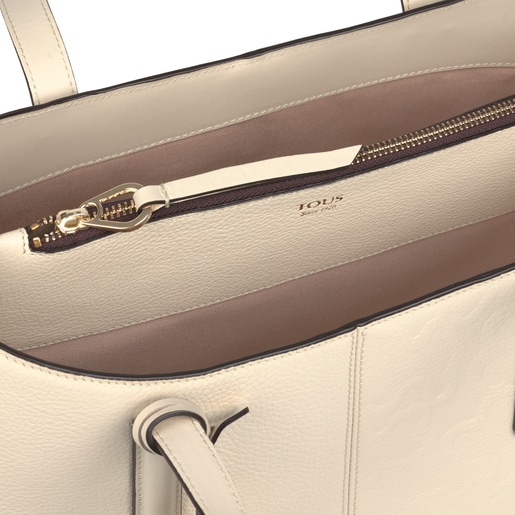 Shopping grande Tous Icon de piel beige