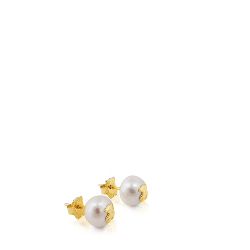 Gold TOUS Bear Earrings with Pearls Bear motif