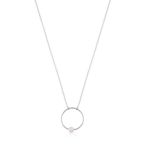 Silver Icon Necklace with Pearl