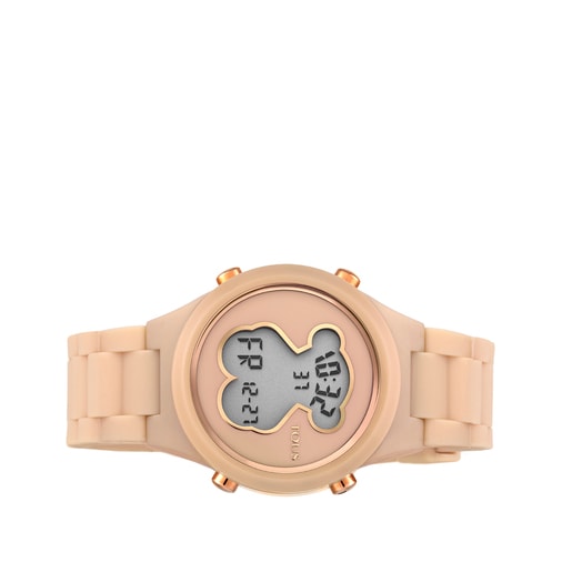 Reloj digital D-Bear de policarbonato con correa de silicona nude