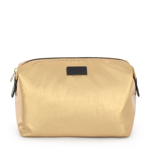 Große goldene Pleat Up Kosmetiktasche