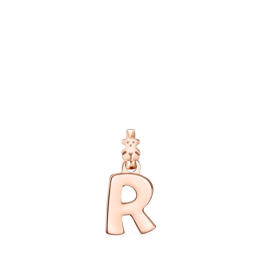 Penjoll lletra R amb bany d'or rosa 18 kt sobre plata Alphabet