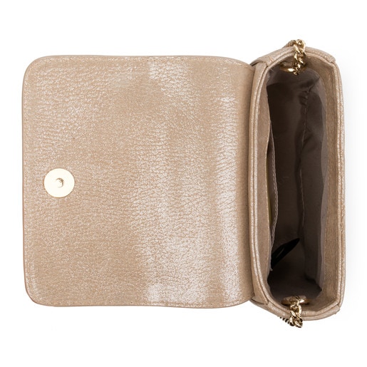Τσάντα χιαστί Rene από δέρμα σε χρυσό χρώμα