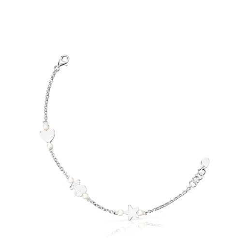 Silver TOUS Real Sisy Bracelet with Pearls 17,5cm.