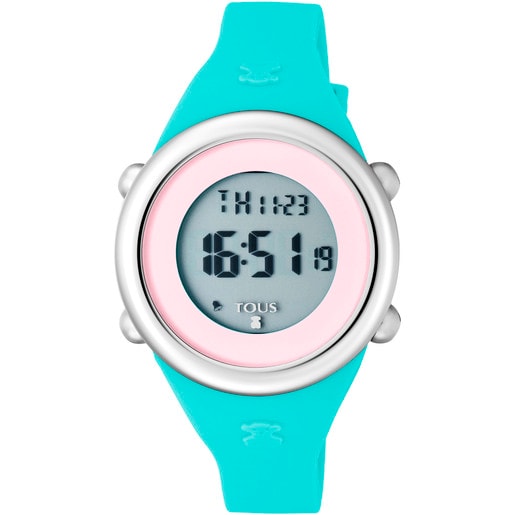 Steel Soft Digital with mint Silicone strap