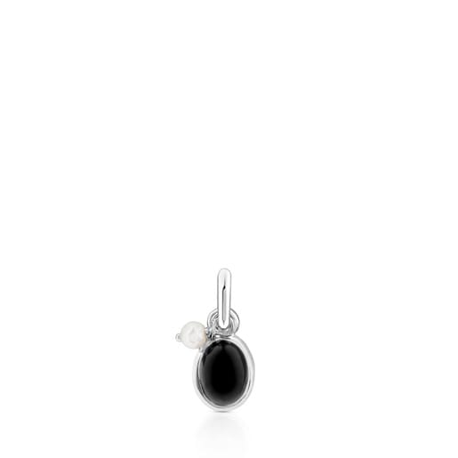 Silver Tiny Pendant with Onyx and Pearl