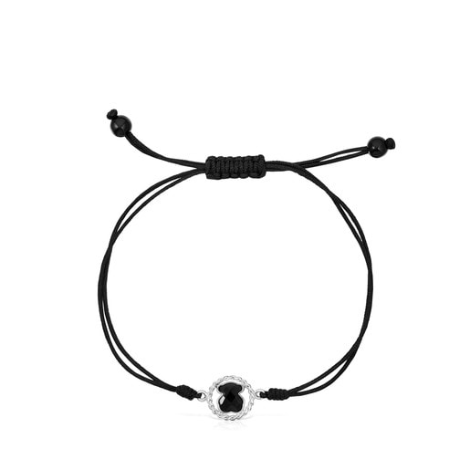 Silver TOUS Color Bracelet with Onyx and black Cord 