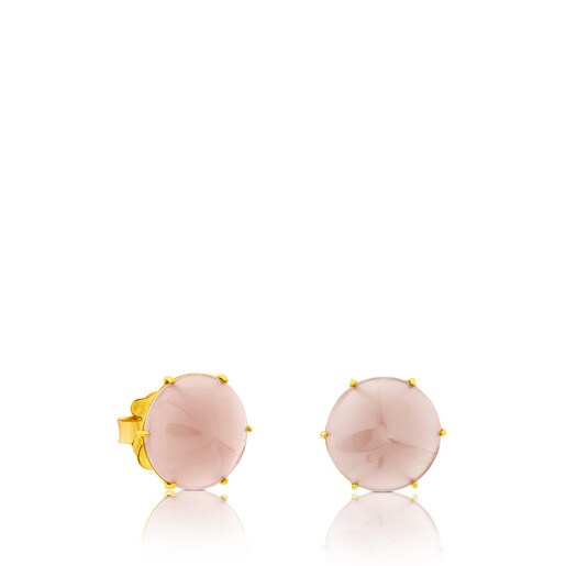 Gold Tack Conica Earrings with Opal
