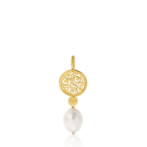 Gold Rosa d'Abril Pendant with Pearl