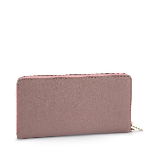محفظة Carlata كبيرة الحجم باللون الفضي واللون الوردي