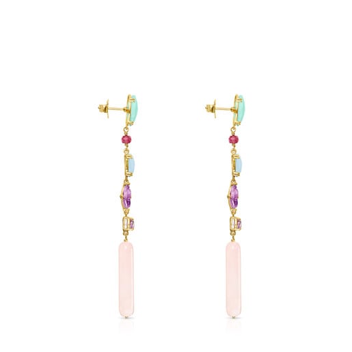 Long Vita earrings in Gold with Gemstones