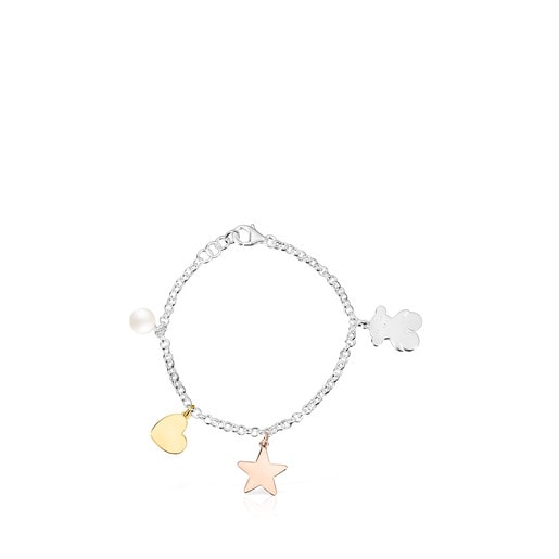 Silver Sweet Dolls Bracelet with Silver Vermeil, Rose Silver Vermeil and Pearl