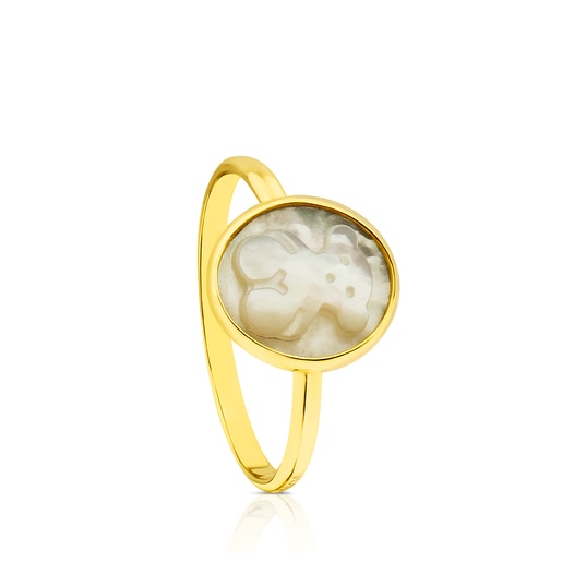 Anillo Camee de Oro con Nacar