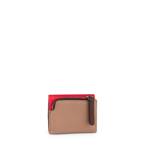 Kleines Portemonnaie mit Lasche Essence in Braun-Rot