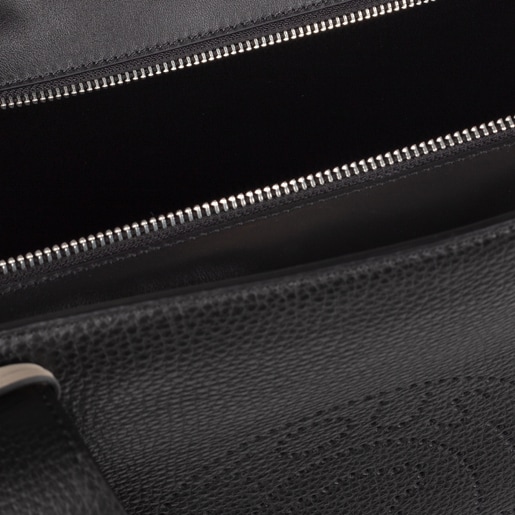 Große Shopping-Tasche Leissa aus schwarzem Leder