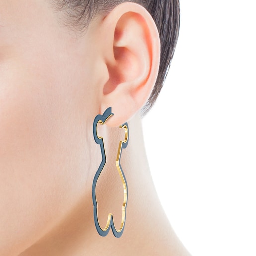 Silueta 1/2 Earring, bear in Silver Vermeil and Titanium