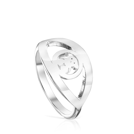 TOUS Silver TOUS Good Vibes eye Ring Bear motif | Plaza Las Americas