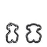 Pendientes grandes oso de plata dark silver Hold