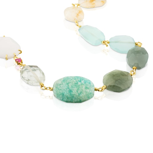 Gold Ethereal Necklace with Gemstones