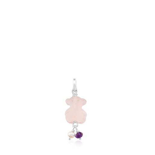 Toussi rose quartz bear pendant