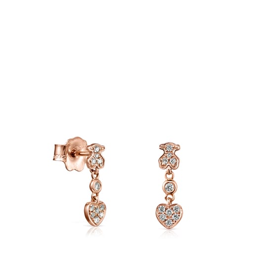 Pendientes cortos de oro rosa con diamantes Les Classiques