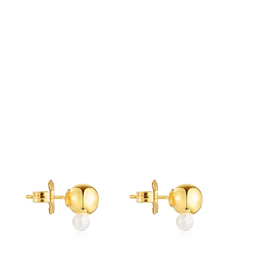 Silver Vermeil Gloss Earrings with small Pearl